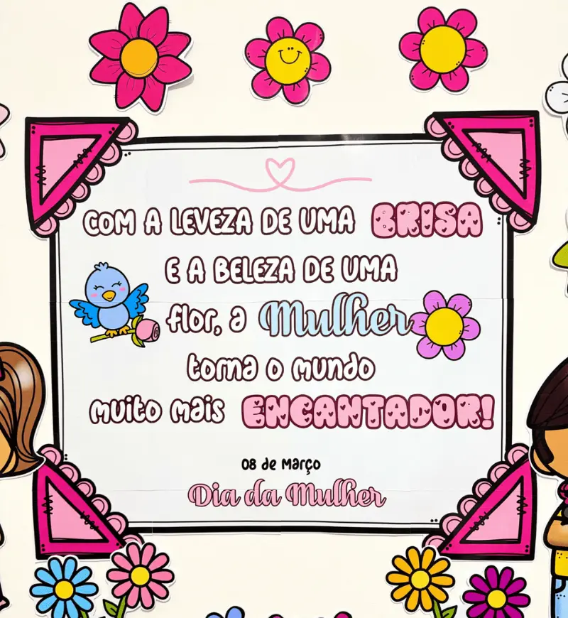 Painel Dia da Mulher com Cartão para Mimo em PDF — amostra 2: O que está incluído no material