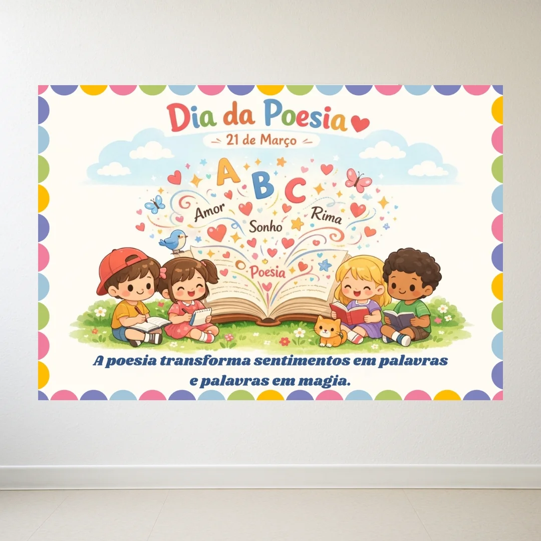 Painel Dia da Poesia - 21 de Março (3 Tamanhos) — amostra 1: Formato e entrega