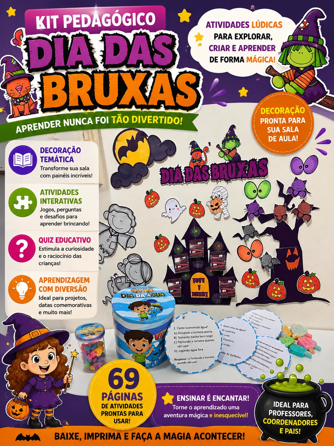 🧙‍♀️🎃Painel dia das bruxas - ATIVIDADE LÚDICA — Alfabetização para Educação Infantil: 🎃Castelo com janelinhas para…