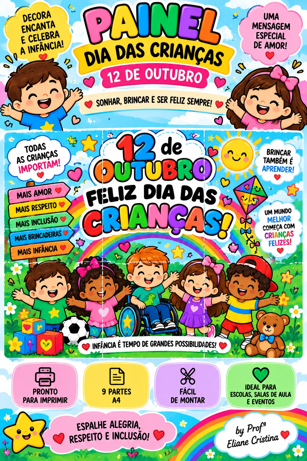 Painel dia das crianças 18 partes pdf Educação Infantil Ensino Fundamental (cópia) — amostra 2: 🎈 Painel – Dia das…