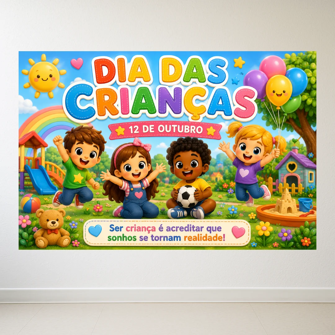 Painel Dia das Crianças (Ampliado em 8 e 18 Folhas A4) — amostra 1: Objetivos Pedagógicos