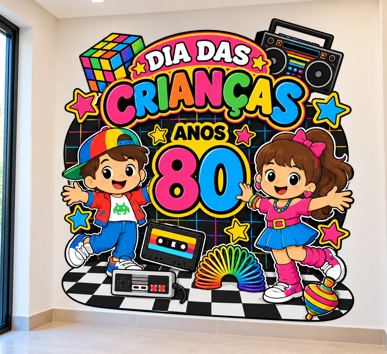 Painel Dia das Crianças Anos 80 – 19 Folhas A4 — Datas comemorativas para Todas as séries: Painel Dia das Crianças tema…
