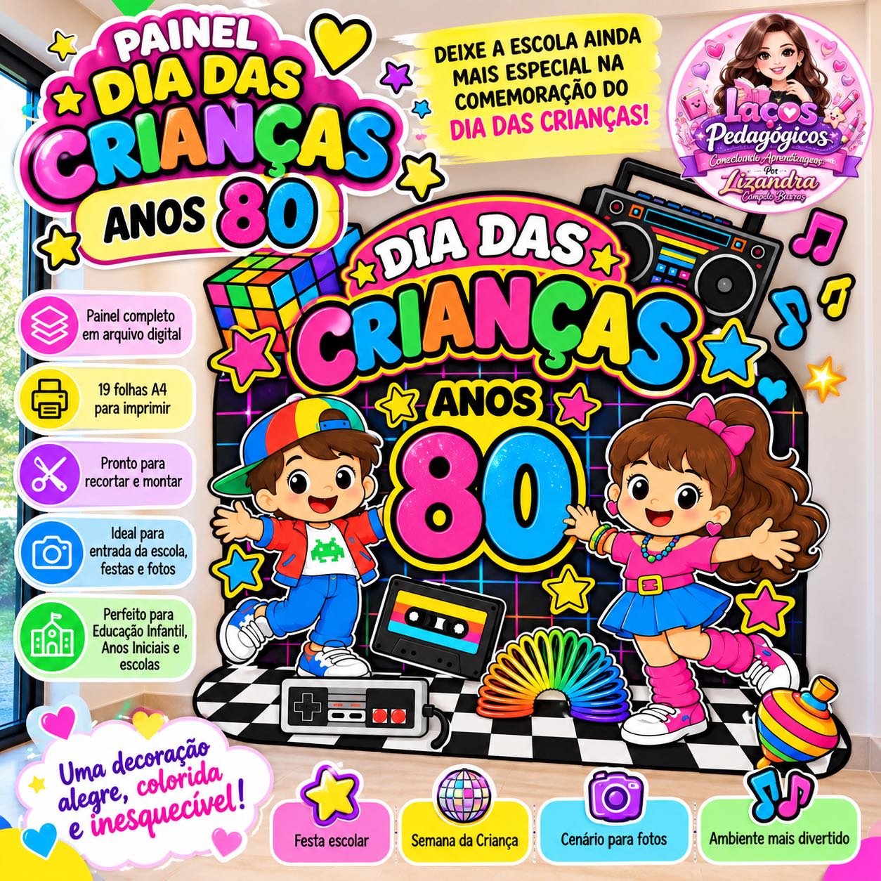 Painel Dia das Crianças Anos 80 – Decoração Escolar — Datas comemorativas para Educação Infantil: Um painel alegre,…