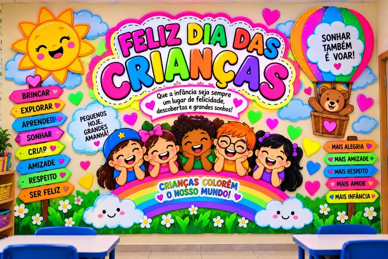 PAINEL DIA DAS CRIANÇAS COLOREM O NOSSO MUNDO – 30 PÁGINAS! — capa do material