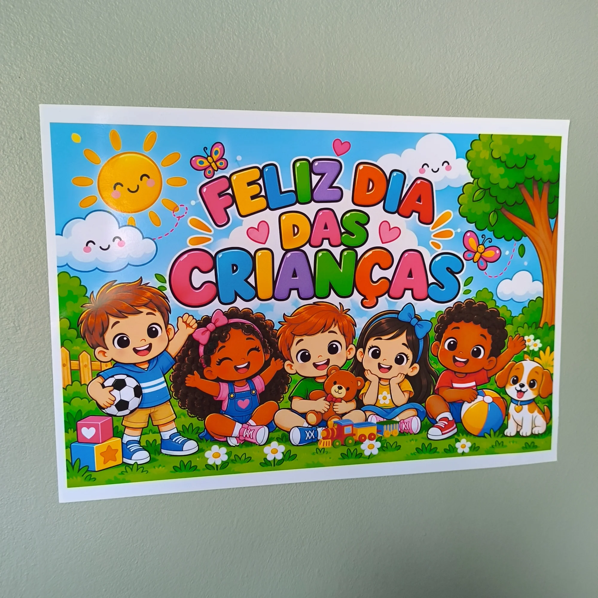 Painel Dia das Crianças – Decoração Escolar — amostra 1: Painel colorido de Dia das Crianças para decorar a escola e criar…