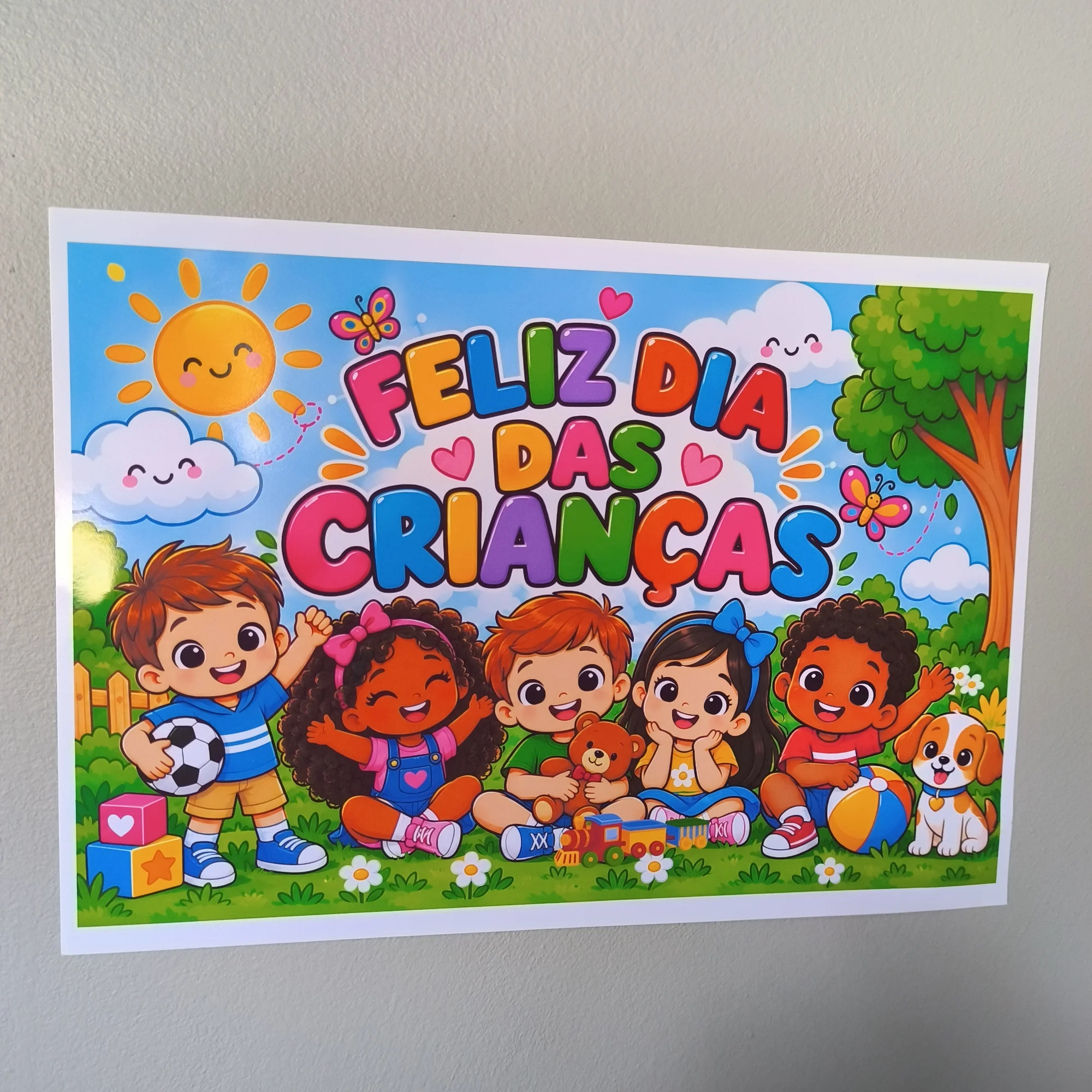 Painel Dia das Crianças – Decoração Escolar — amostra 2: Painel colorido de Dia das Crianças para decorar a escola e criar…