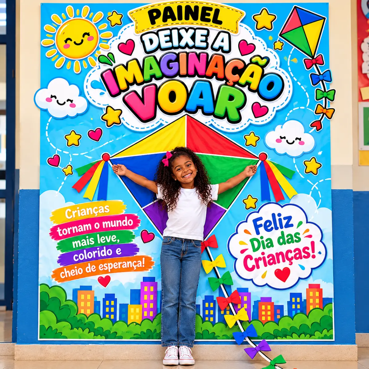 Painel Dia das Crianças – Deixe a Imaginação Voar! — Atividades para Educação Infantil: Painel colorido para o Dia das…