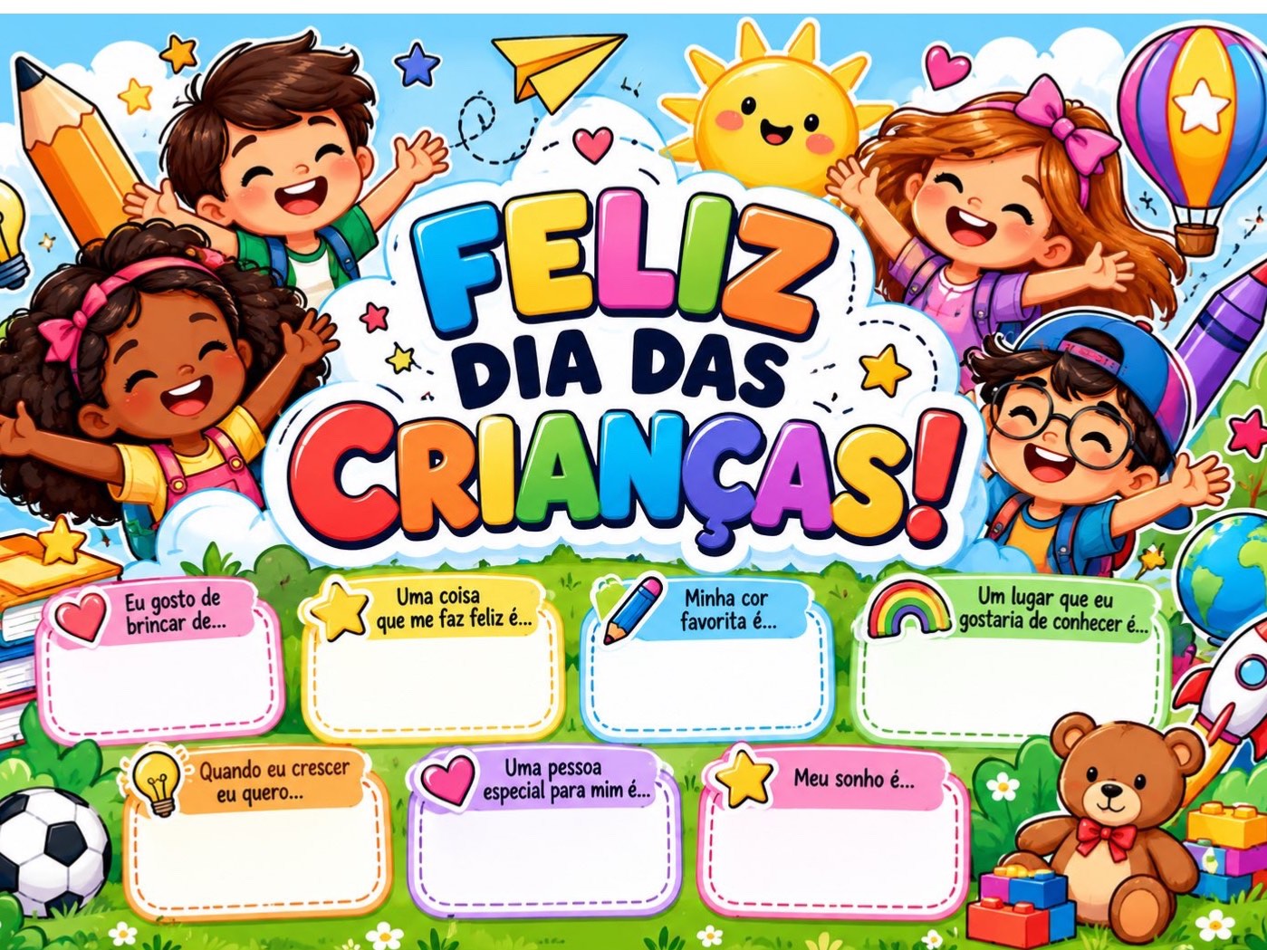 Painel Dia das Crianças Interativo – Feliz Dia das Crianças — Alfabetização para Educação Infantil: Painel Dia das Crianças…