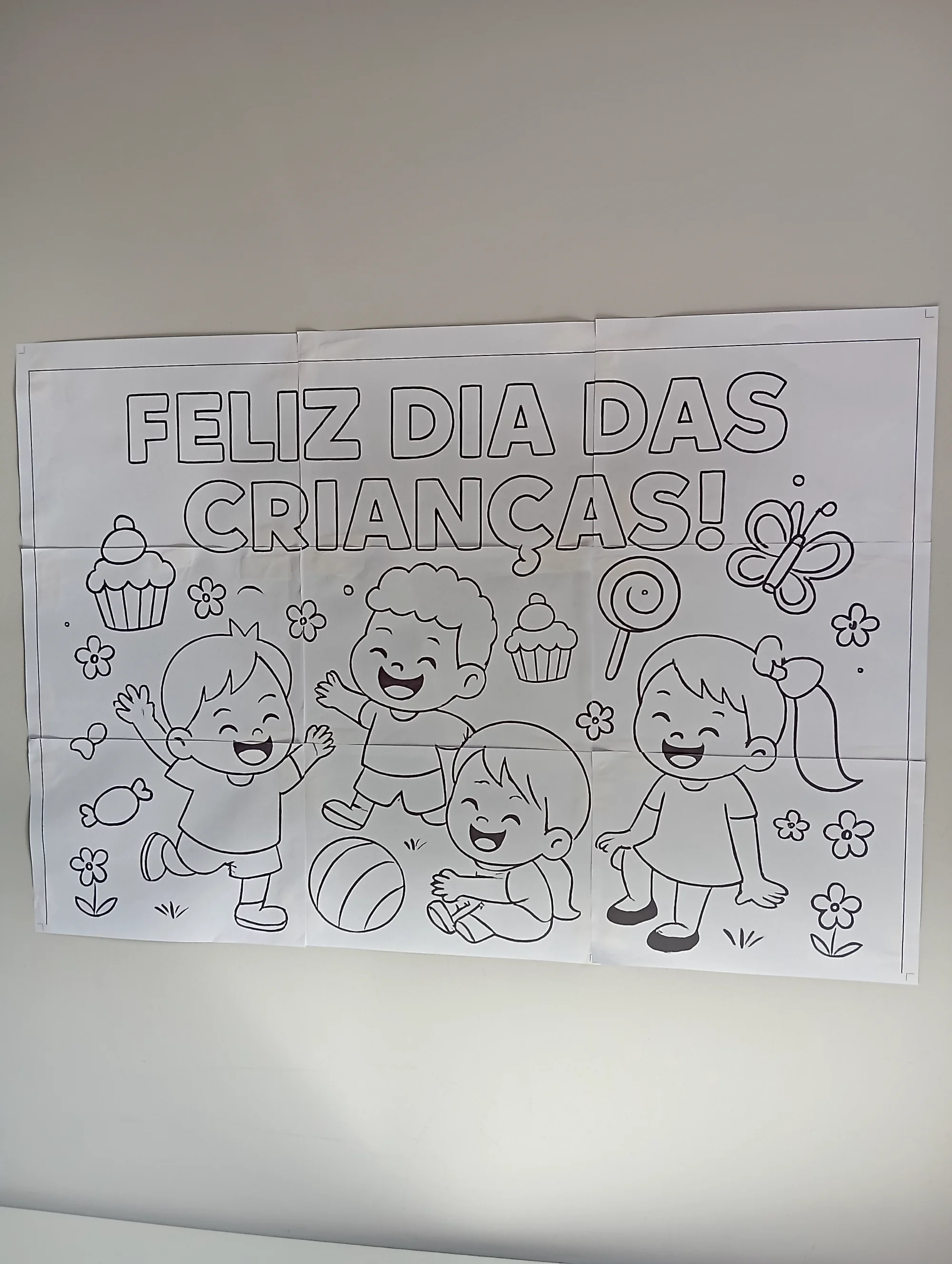 PAINEL DIA DAS CRIANÇAS PARA COLORIR — amostra 2: Painel coletivo para colorir e montar em 12 folhas A4, promovendo…