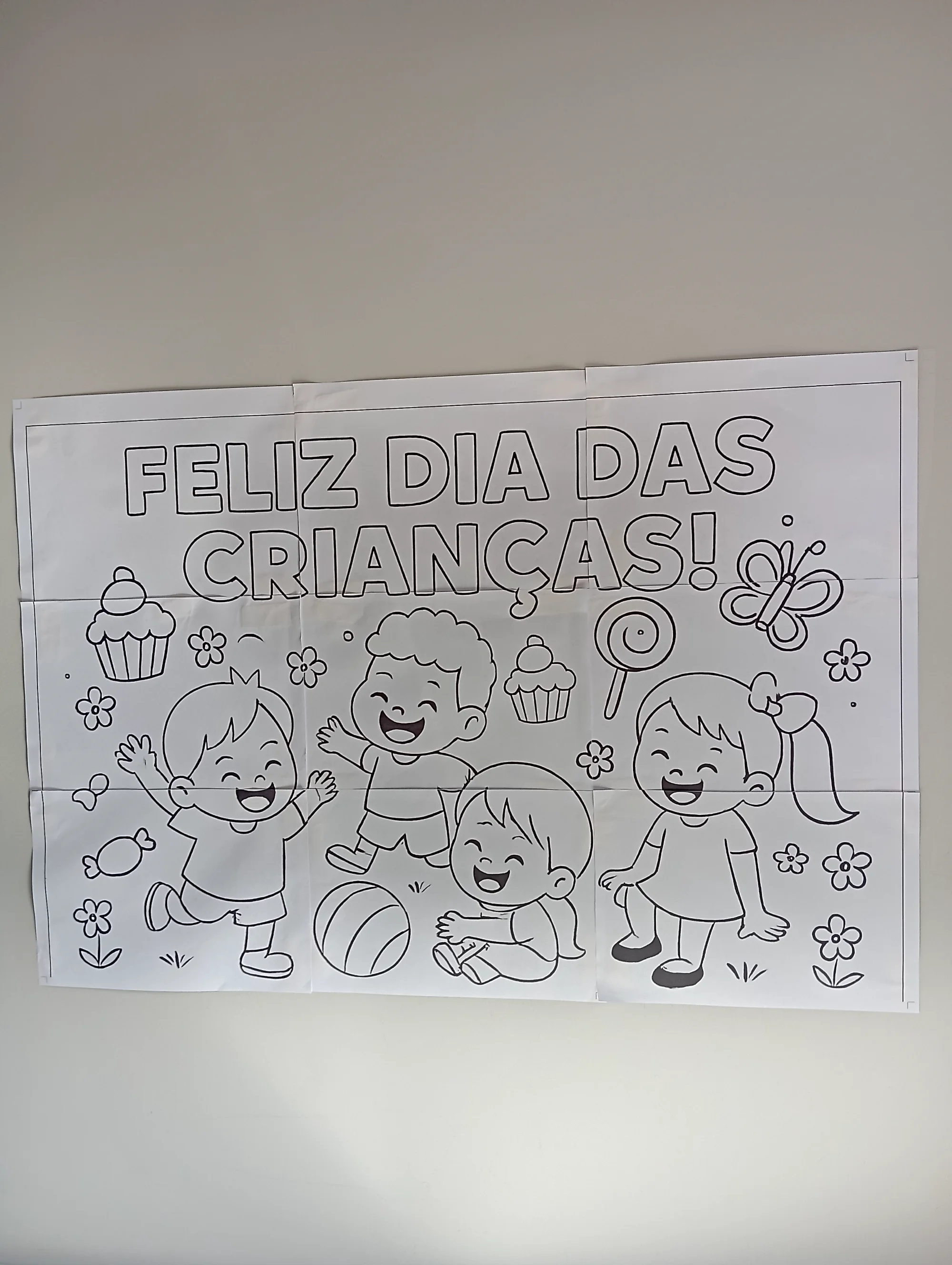PAINEL DIA DAS CRIANÇAS PARA COLORIR — amostra 3: Painel coletivo para colorir e montar em 12 folhas A4, promovendo…