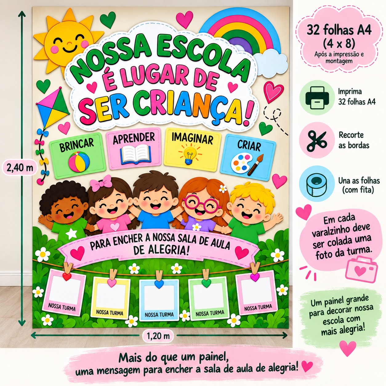 Painel dia das crianças para sala de aula — amostra 1: Arquivo pronto para imprimir e usar com espaço para personalizar com…