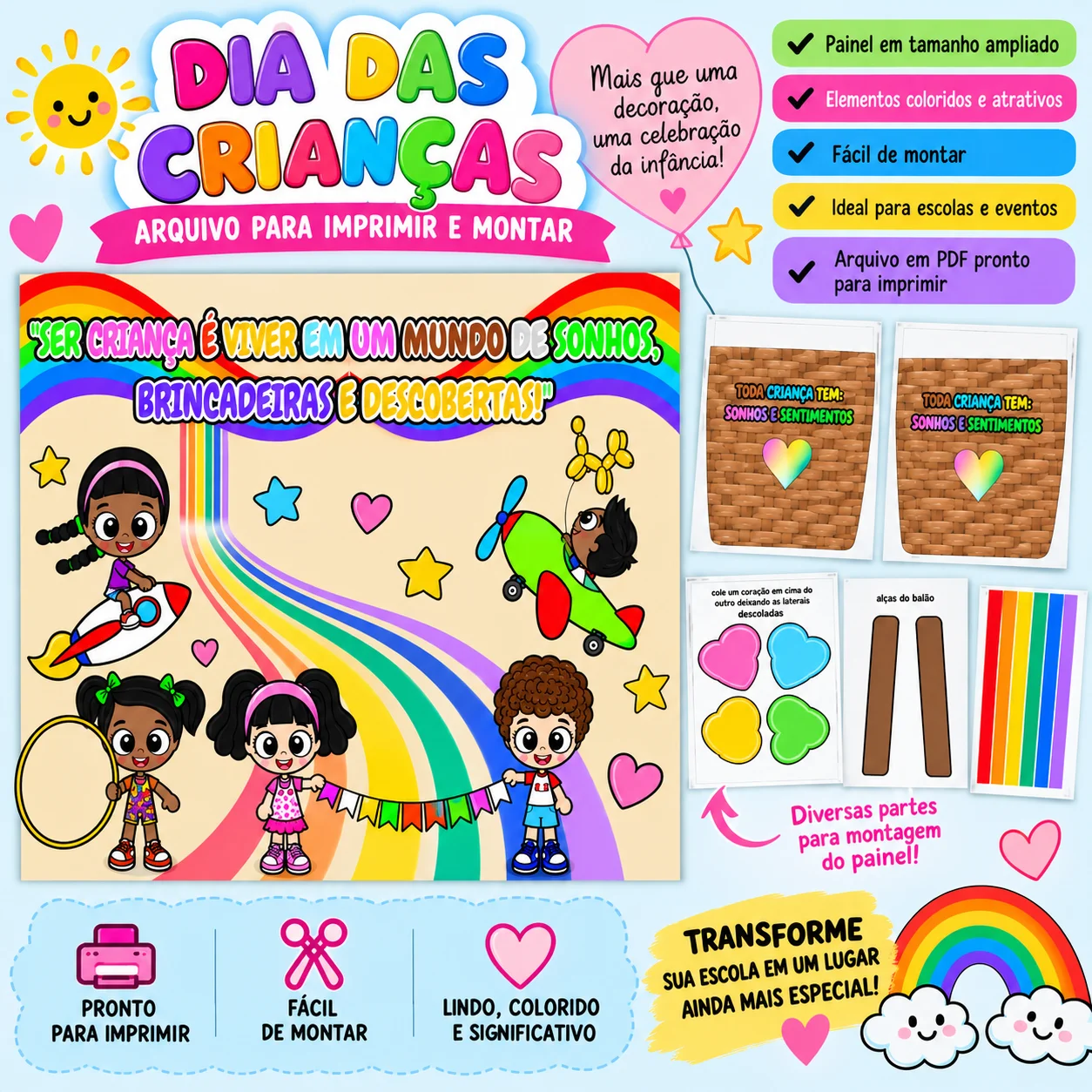 Painel Dia das Crianças Ser Criança é Viver em um Mundo de Sonhos — capa do material