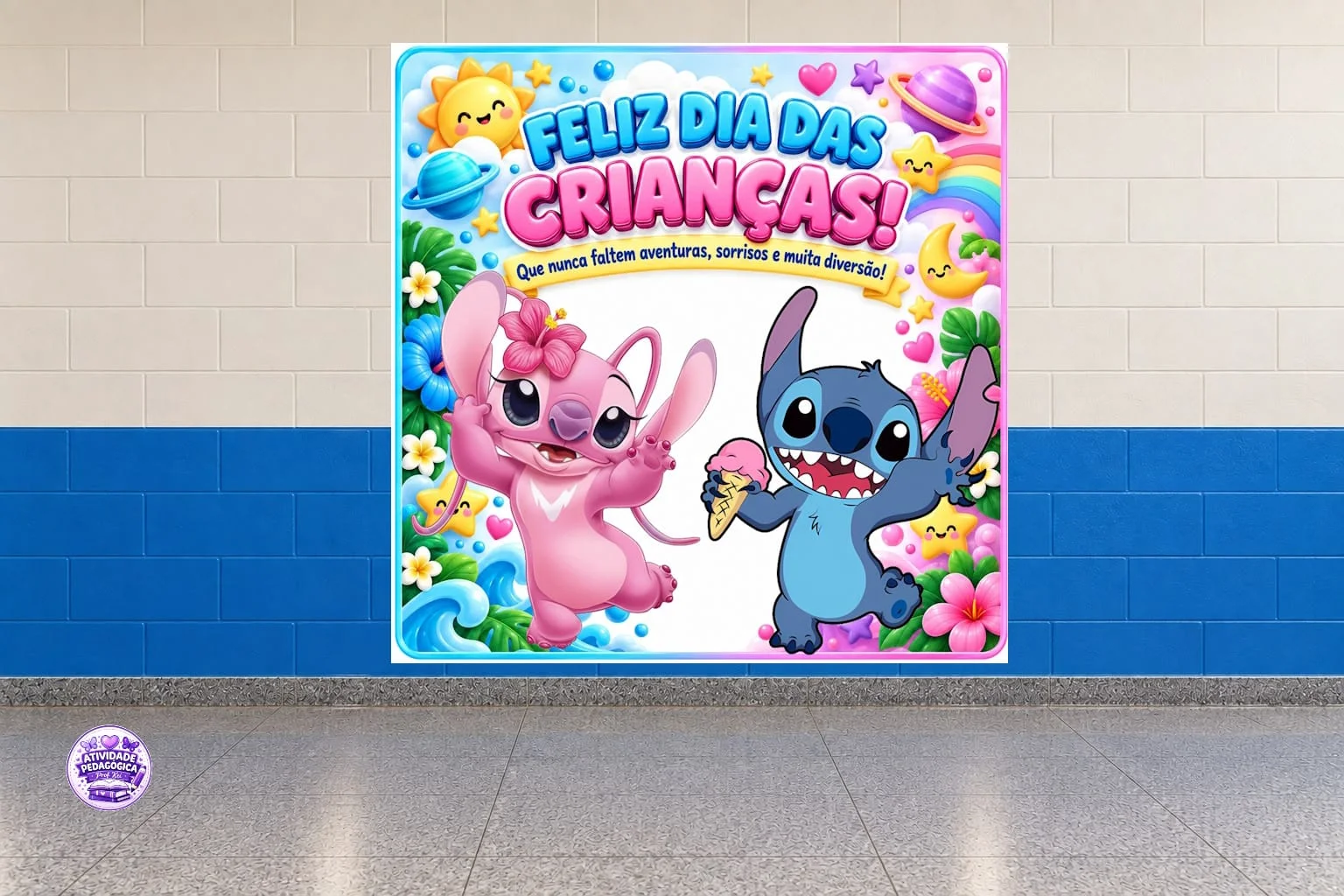 PAINEL DIA DAS CRIANÇAS – STITCH 💙🎉 — Datas comemorativas para Educação Infantil: Deixe o Dia das Crianças ainda mais…