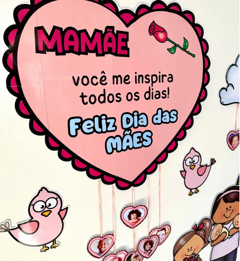 Painel Dia das Mães Gigante em PDF com Fotos das Crianças — amostra 3: Como usar na escola