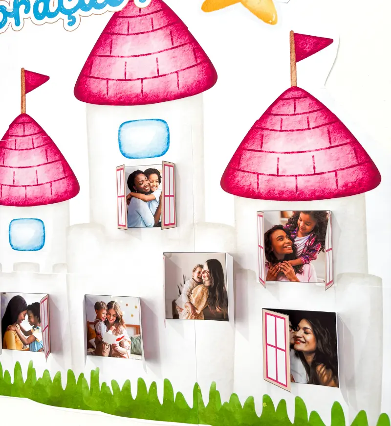 Painel Dia das Mães Mamãe Rainha com Fotos da Turma — amostra 2: O que vem no material