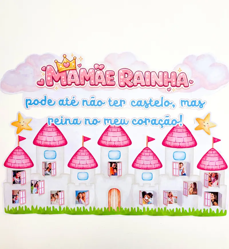 Painel Dia das Mães Mamãe Rainha com Fotos da Turma — capa do material
