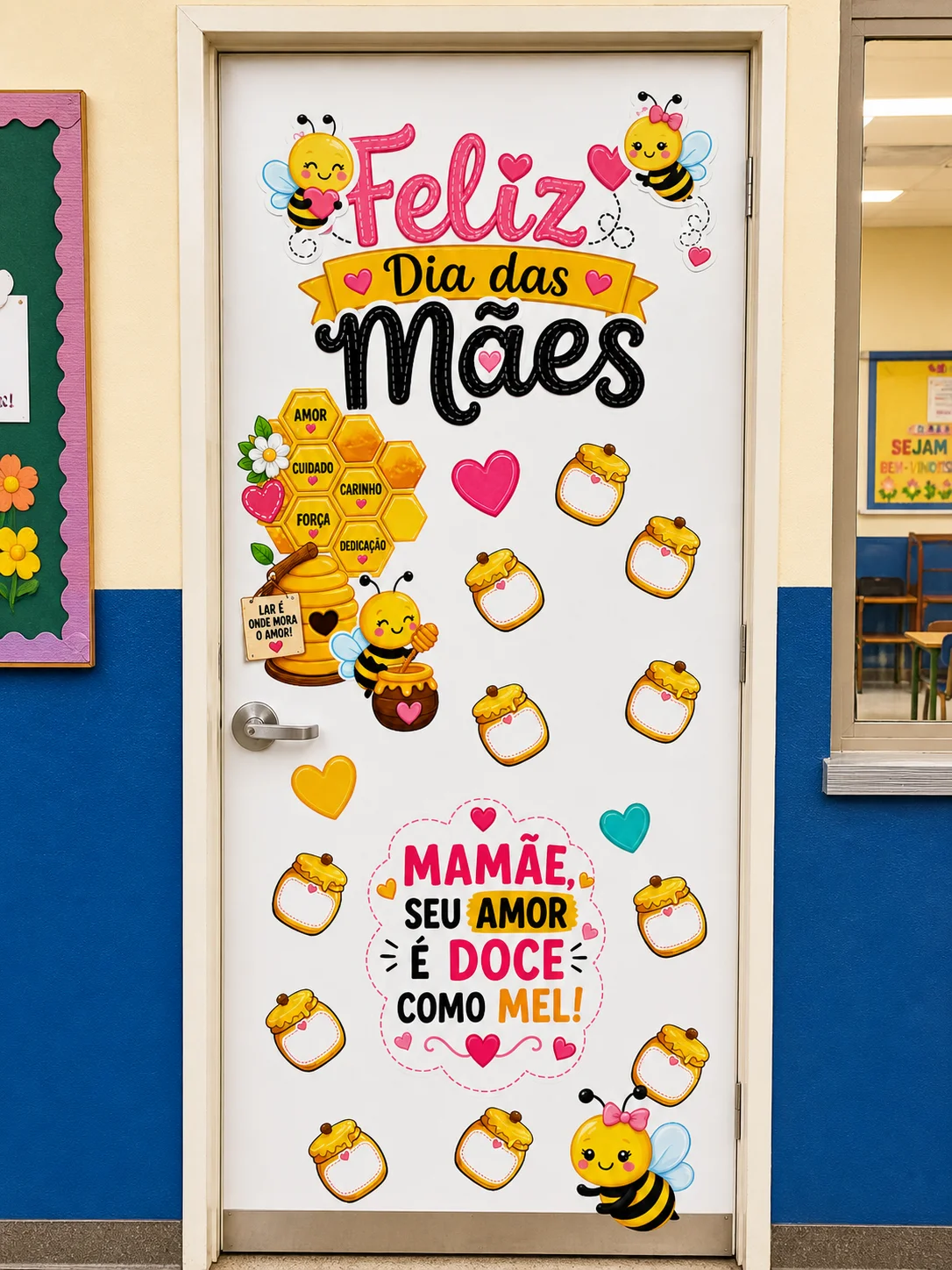PAINEL DIA DAS MÃES – “MAMÃE, SEU AMOR É DOCE COMO MEL!” — amostra 1: Encante sua sala de aula com esse painel lindo,…