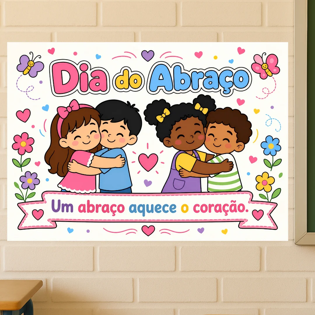 Painel Dia do Abraço (2 Tamanhos) – PDF para Imprimir — capa do material