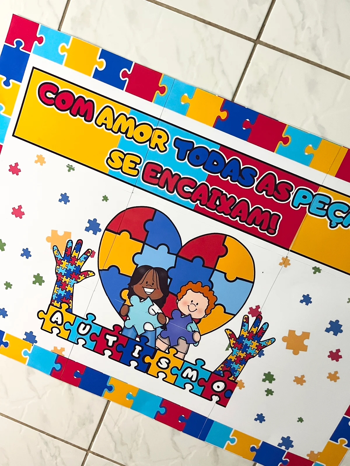 Painel Dia do Autismo | Conscientização, Inclusão e Educação na Escola — amostra 3: Este painel pedagógico foi desenvolvido…