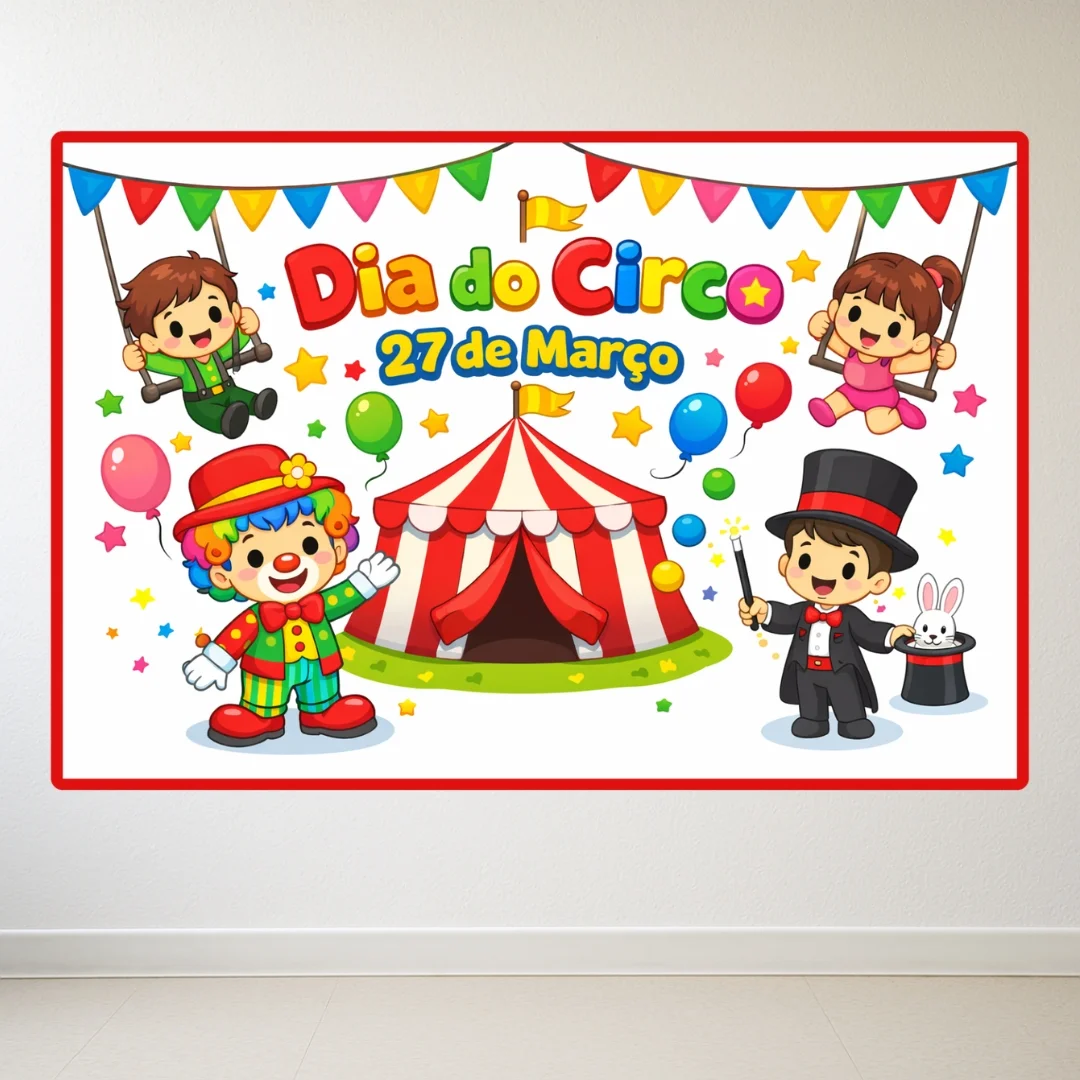Painel Dia do Circo (2 tamanhos) – PDF para Imprimir — amostra 2: Traga a magia do circo para sua escola
