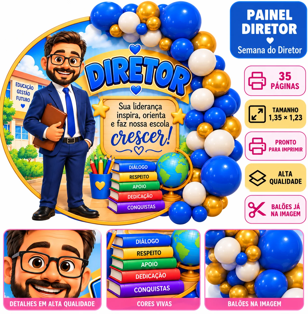 PAINEL – DIA DO DIRETOR ✨💙 🎓 Uma homenagem especial. — amostra 1: Uma homenagem especial para quem lidera, inspira e faz…