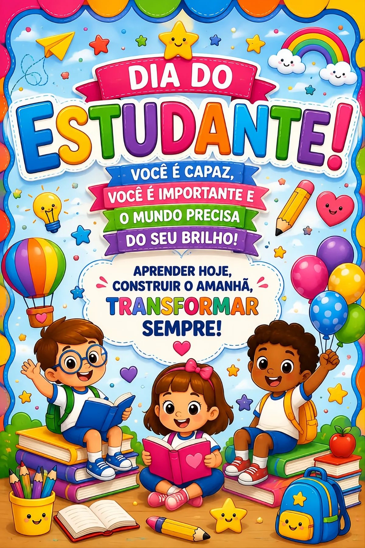 🎓✨ Painel Dia do Estudante – 16 Folhas A4 ✨🎓 — capa do material