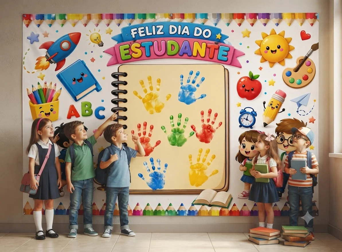 Painel Dia do Estudante para Imprimir | Atividade Interativa com Mãozinha — amostra 1: Celebre o Dia do Estudante de forma…