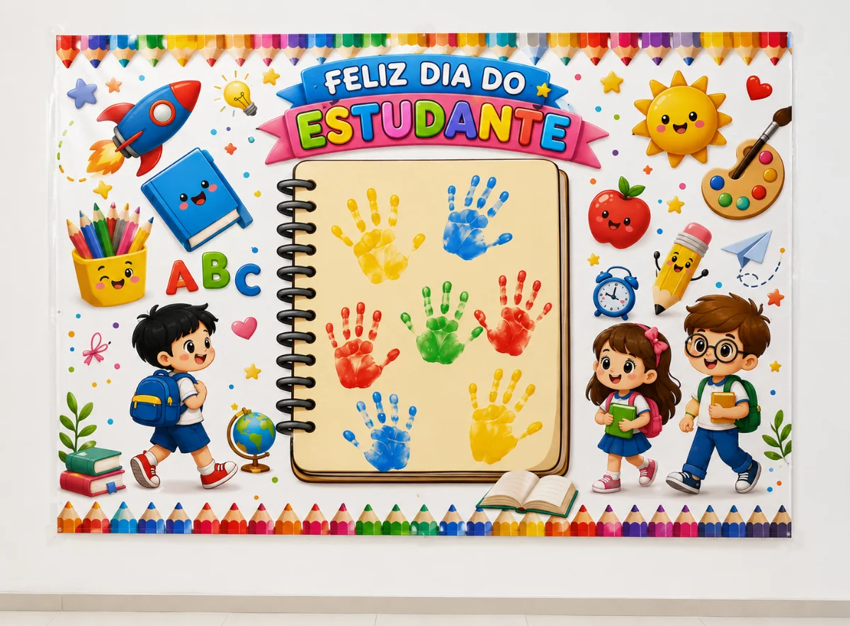Painel Dia do Estudante para Imprimir | Atividade Interativa com Mãozinha — amostra 2: Celebre o Dia do Estudante de forma…