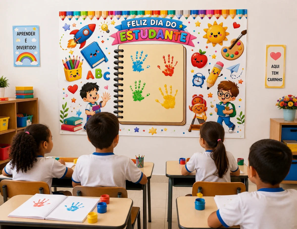 Painel Dia do Estudante para Imprimir | Atividade Interativa com Mãozinha — amostra 3: Celebre o Dia do Estudante de forma…