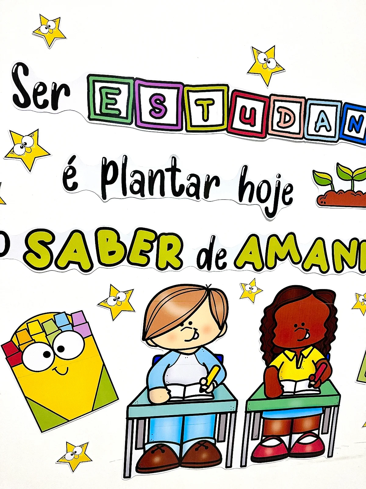 Painel Dia do Estudante – PDF para Imprimir — amostra 6: Painel decorativo tema Dia do Estudante para ser utilizado em…