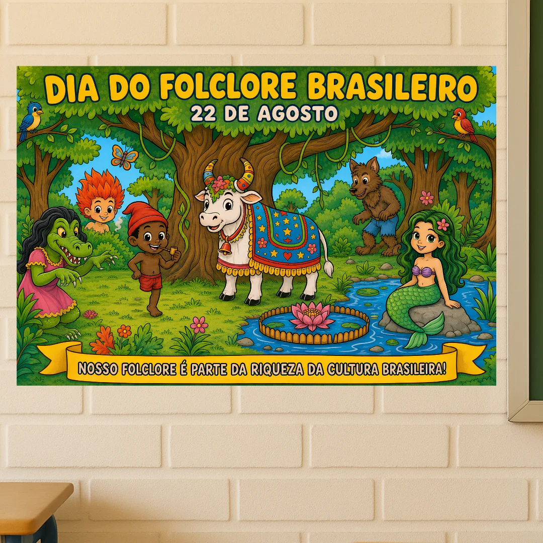 Painel Dia do Folclore (22 de Agosto) - 2 Tamanhos — amostra 1: Painel Dia do Folclore (22 de Agosto) - 2 Tamanhos em PDF…