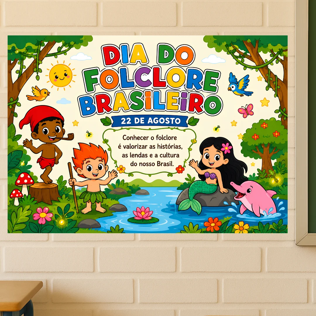 Painel Dia do Folclore Brasileiro – 2 Tamanhos — capa do material