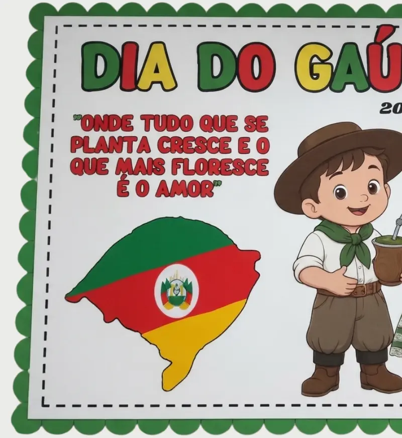 Painel Dia do Gaúcho em PDF para Imprimir – Farroupilha — amostra 1: Painel Dia do Gaúcho para celebrar na escola