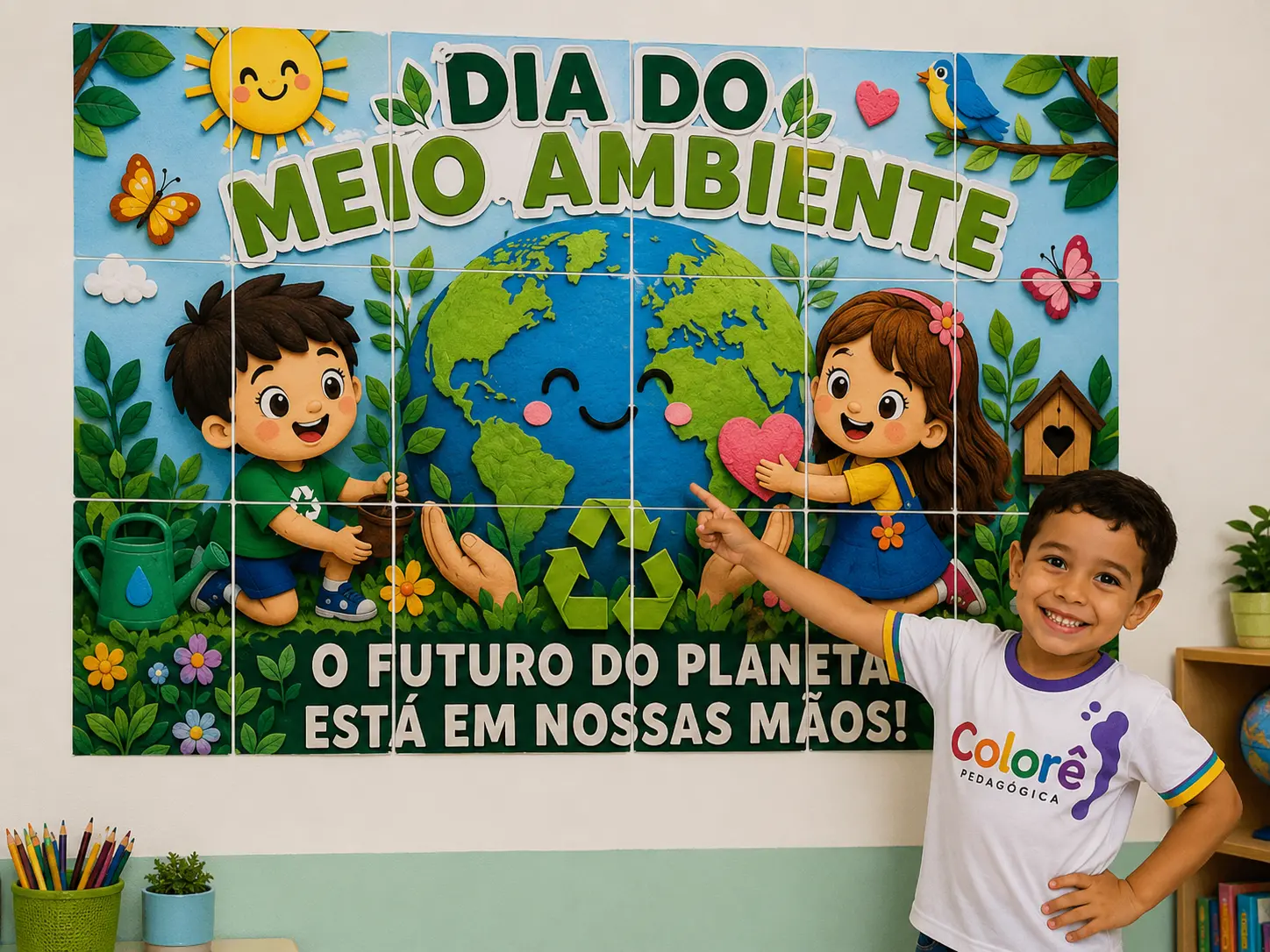 🌎✨ PAINEL DIA DO MEIO AMBIENTE ✨🌎 🍃 Um painel gigante. — amostra 3: 🌎✨ PAINEL DIA DO MEIO AMBIENTE ✨🌎 🍃 Um painel…