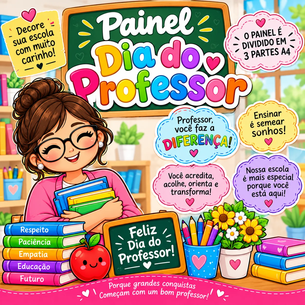 PAINEL DIA DO PROFESSOR – FELIZ DIA DO PROFESSOR! 🍎📚 — capa do material
