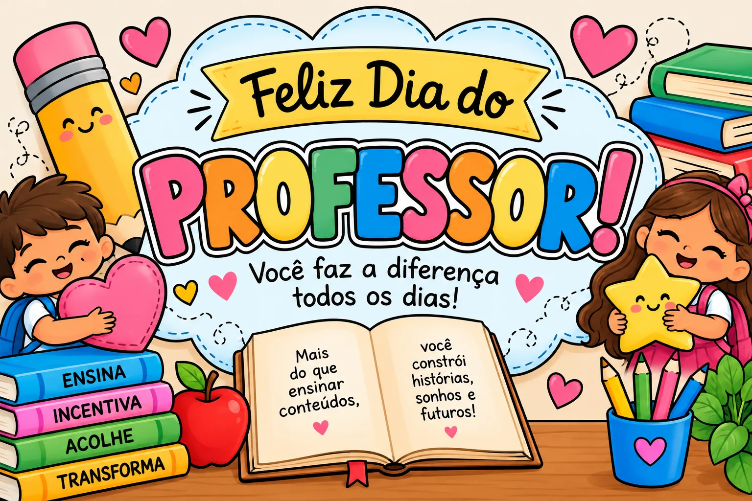 Painel Dia do Professor – Feliz Dia do Professor — Alfabetização para Educação Infantil: Uma decoração alegre e especial…