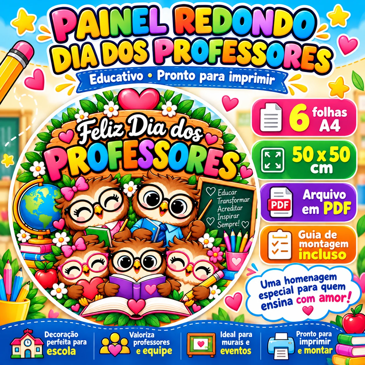 Painel Dia do professor PP - Educação Infantil em PDF — capa do material