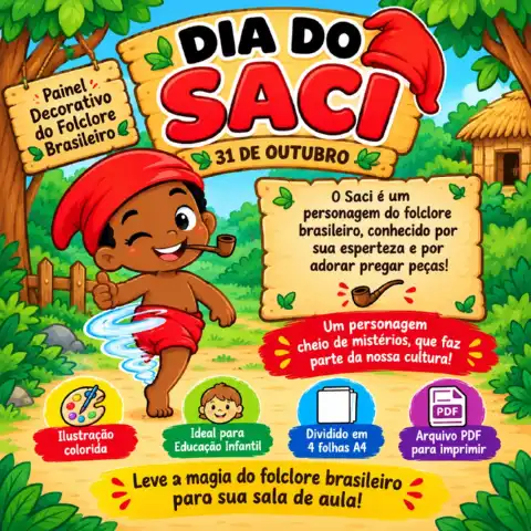 Painel Dia do Saci – Folclore Brasileiro | Decoração em PDF — capa do material