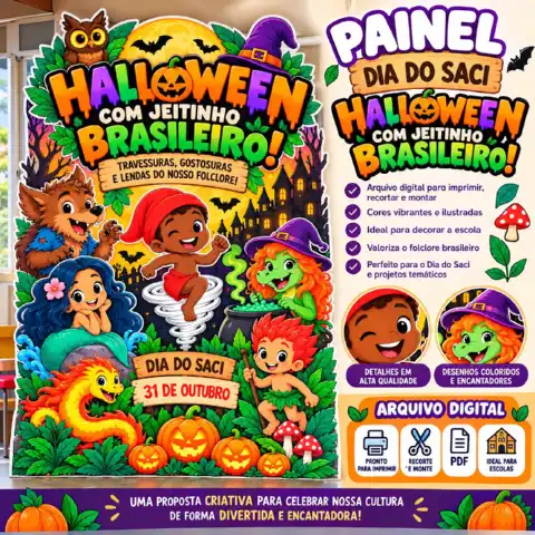 Painel Dia do Saci – Halloween com Jeitinho Brasileiro — capa do material