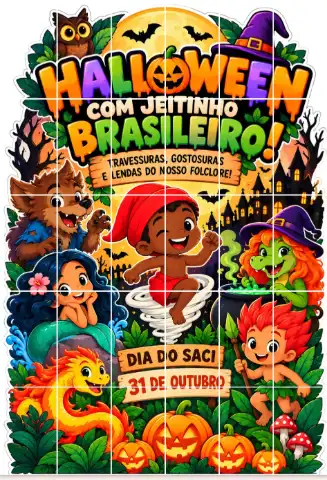 Painel Dia do Saci - Halloween com jeitinho Brasileiro — amostra 3: Um painel para celebrar o Halloween valorizando nossa…