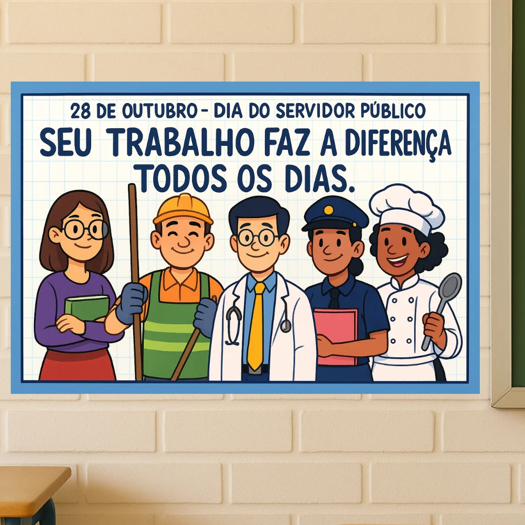 Painel Dia do Servidor Público (2 tamanhos) — amostra 1: Celebre o Dia do Servidor Público - 28 de outubro com este lindo…