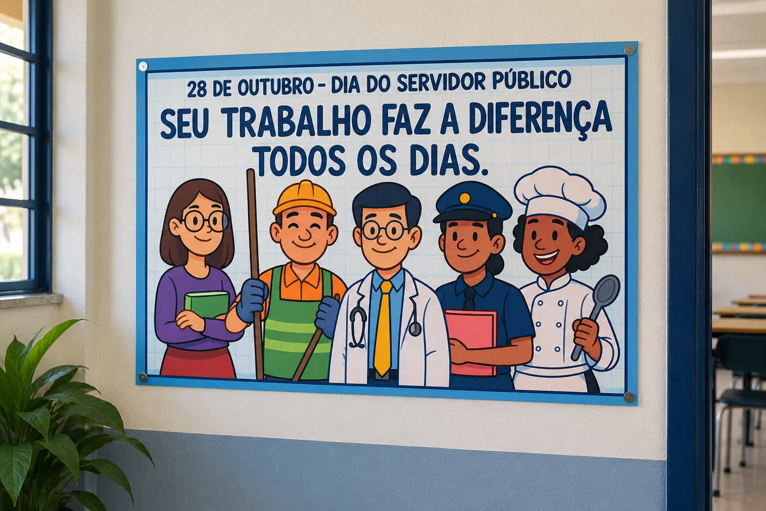 Painel Dia do Servidor Público (2 tamanhos) — amostra 2: O Painel Dia do Servidor Público valoriza o empenho, a dedicação e…