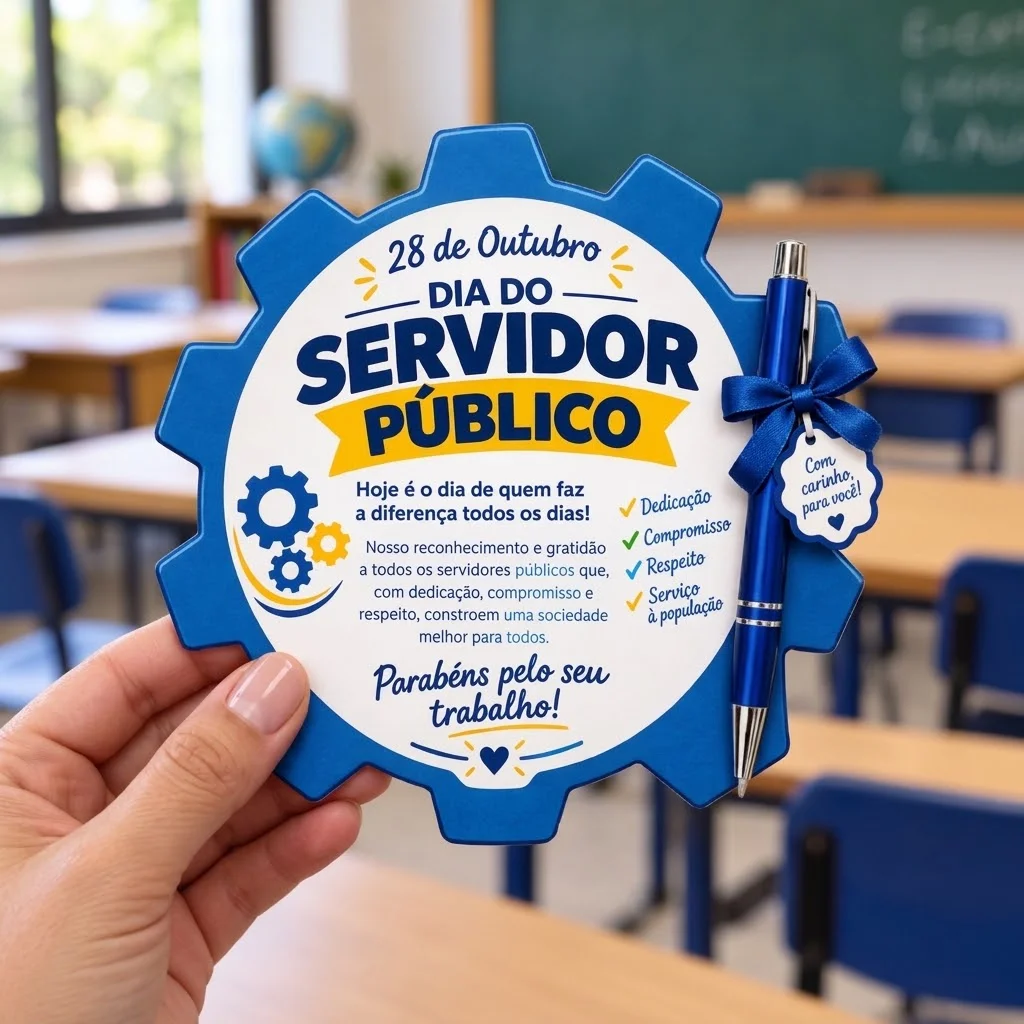 Painel Dia do Servidor Público + Cartão Lembrancinha — amostra 3: 🖨️ COMO FUNCIONA?