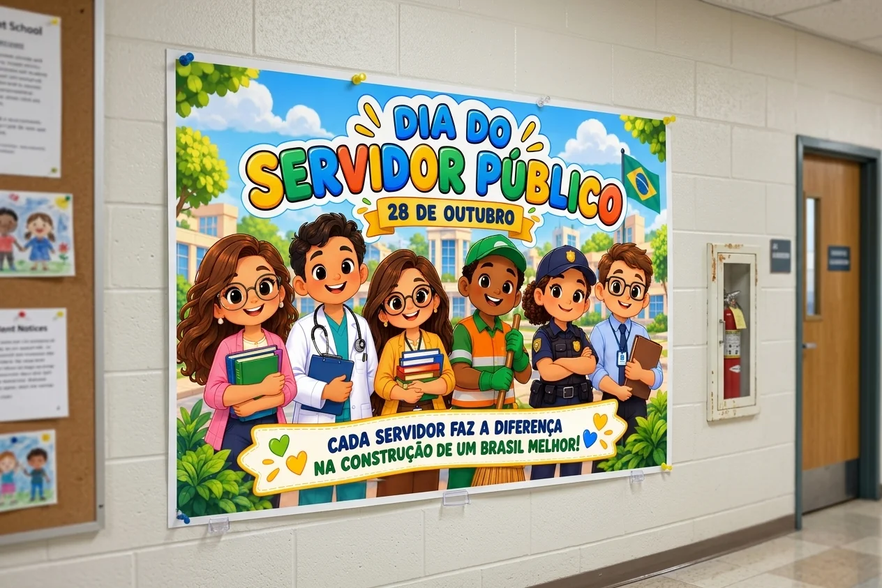 Painel Dia do Servidor Público em PDF – 2 Tamanhos — amostra 2: Painel Dia do Servidor Público para imprimir em 8 ou 18…