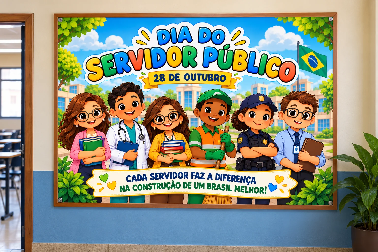 Painel Dia do Servidor Público em PDF – 2 Tamanhos — Português para Educação Infantil: Painel Dia do Servidor Público para…