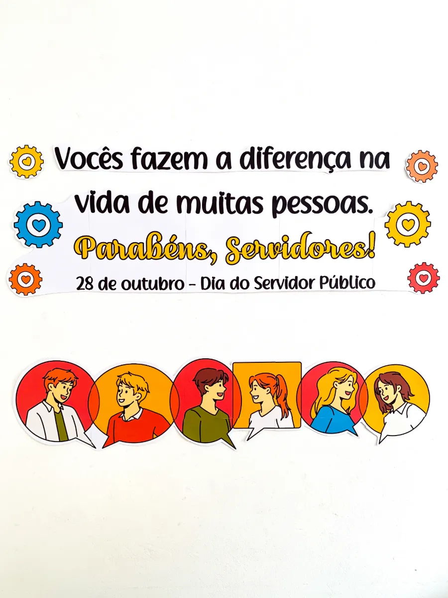 Painel Dia do Servidor Público para Imprimir em PDF com Sacolinha de Lembrancinha — amostra 1: Uma homenagem especial para…