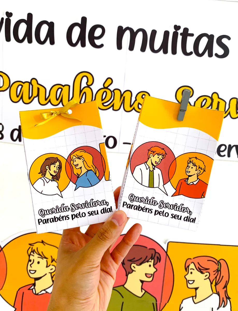 Painel Dia do Servidor Público para Imprimir em PDF com Sacolinha de Lembrancinha — amostra 2: Uma homenagem especial para…