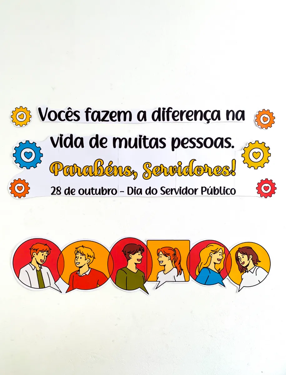 Painel Dia do Servidor Público para Imprimir em PDF com Sacolinha de Lembrancinha — amostra 4: Uma homenagem especial para…