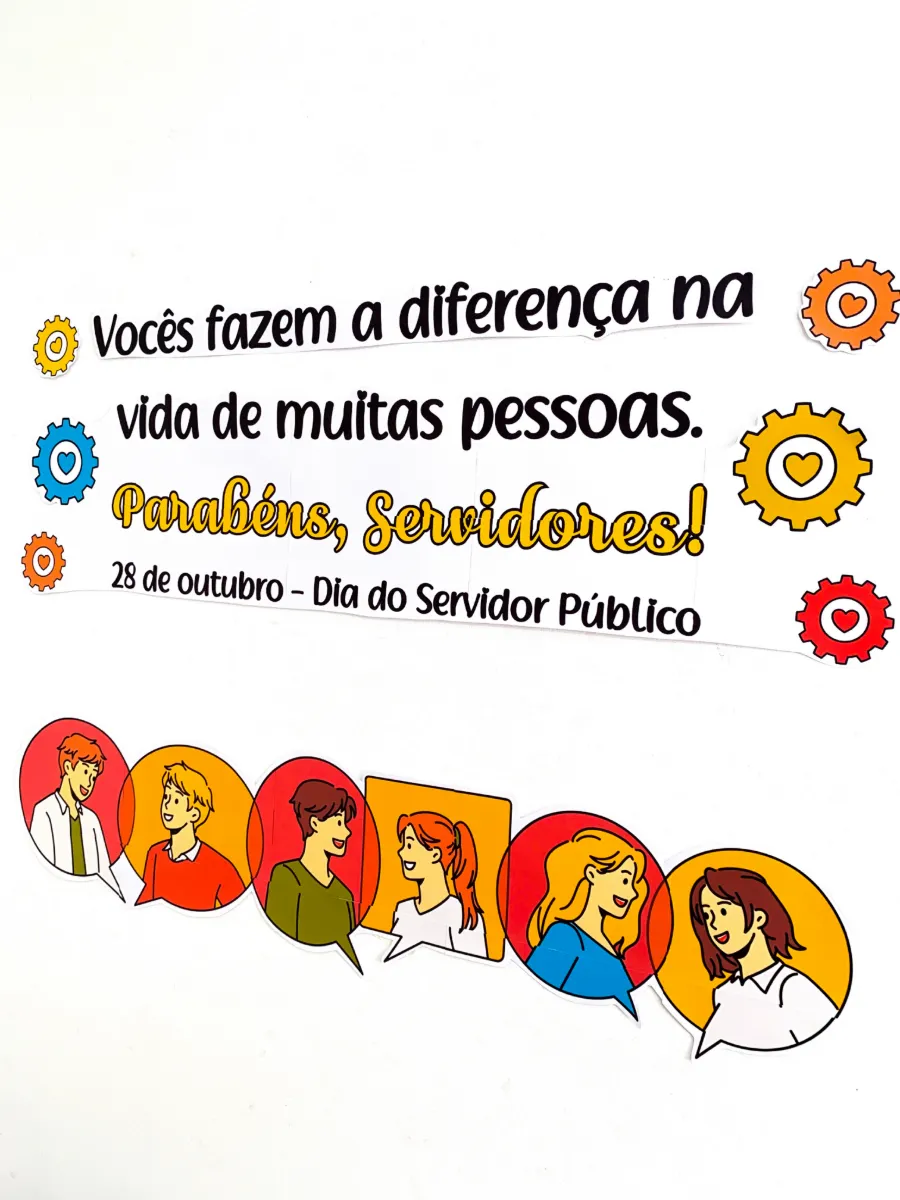 Painel Dia do Servidor Público para Imprimir em PDF com Sacolinha de Lembrancinha — amostra 5: Uma homenagem especial para…