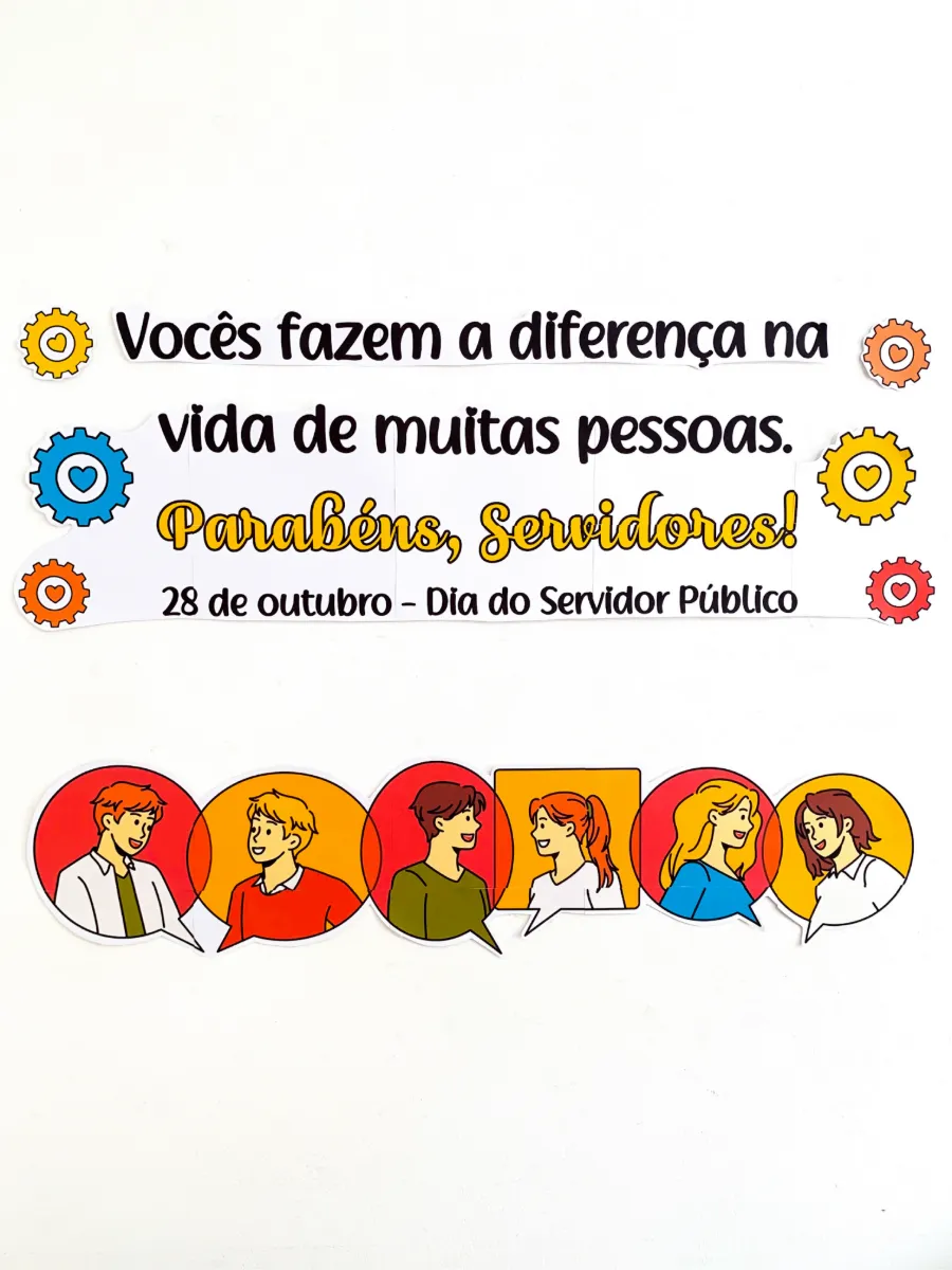 Painel Dia do Servidor Público para Imprimir em PDF com Sacolinha de Lembrancinha — amostra 6: Uma homenagem especial para…